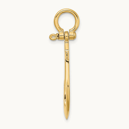 3-D Polished Anchor w/ Shackle Bail Charm, 14K
