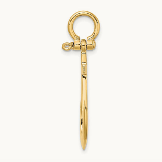 3-D Polished Anchor w/ Shackle Bail Charm, 14K