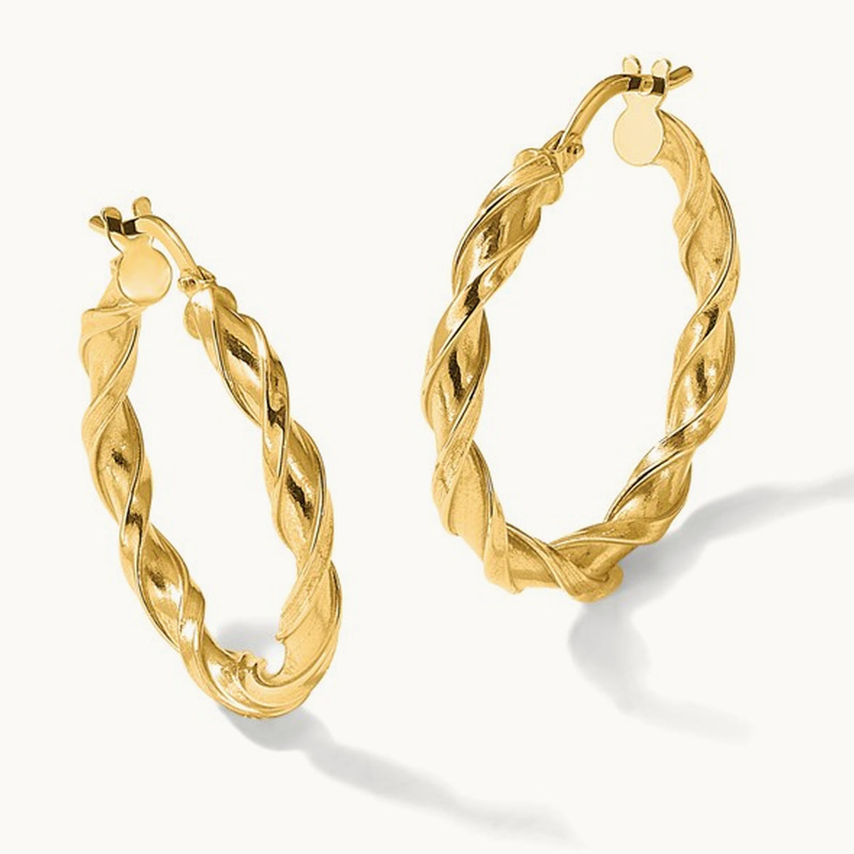 Polished Twisted Hoop Earrings — 10K Yellow Gold