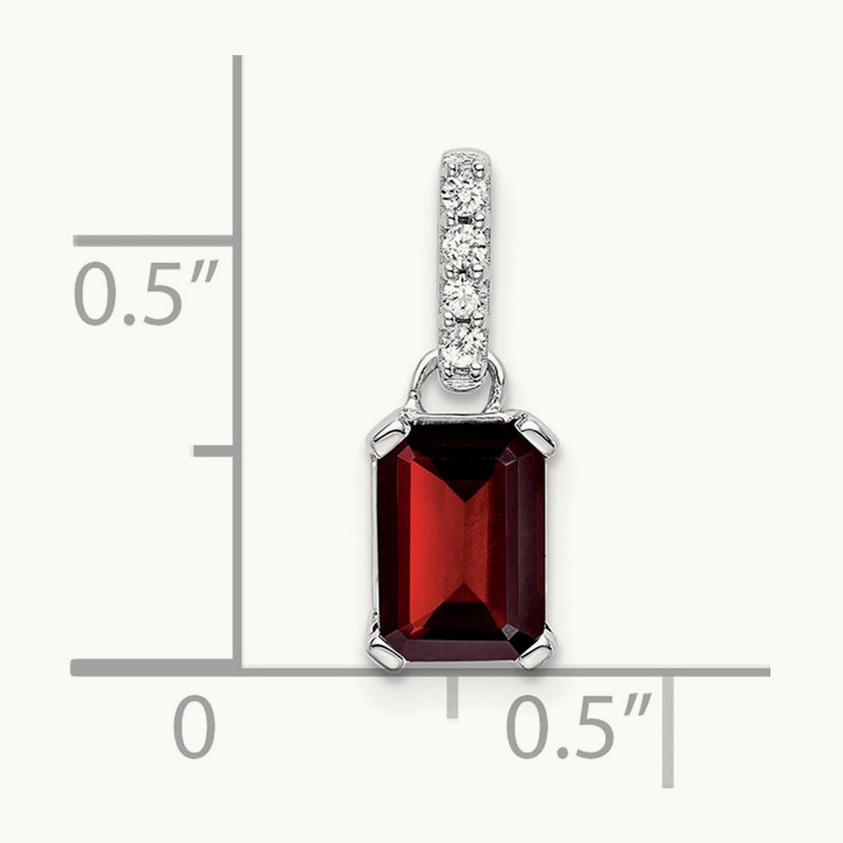 Garnet and Diamond Pendant — 14K White Gold