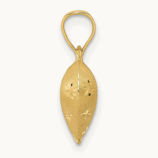 Polished and Satin Diamond-cut 3-D Puffed Heart Pendant, 14K