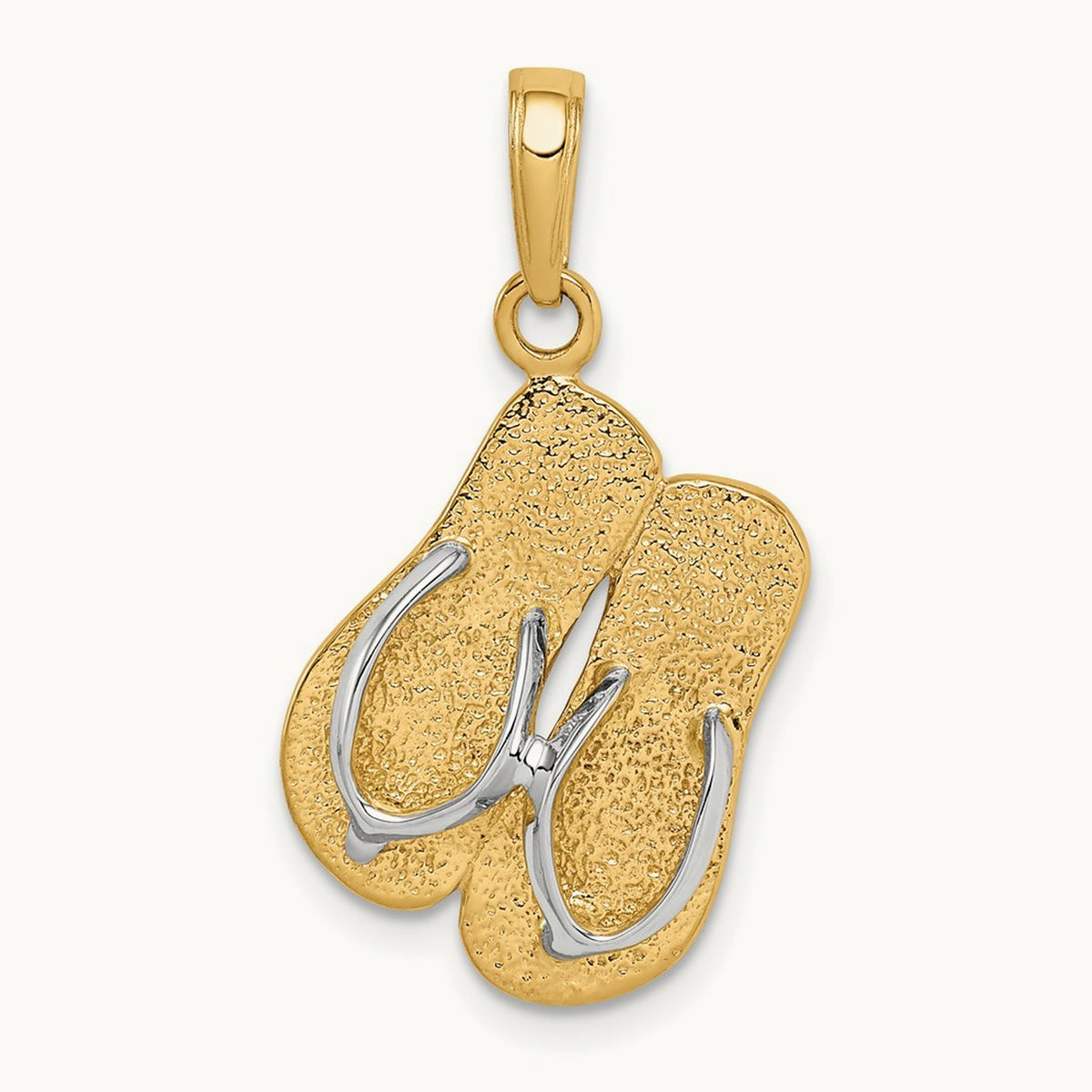 Large Double Flip-Flop Pendant, 14K with Rhodium