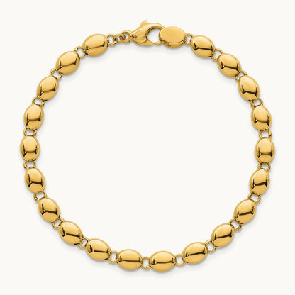 Polished Fancy Beaded Link Bracelet, 5.25mm, 14K