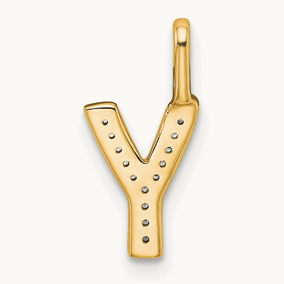 Diamond Letter Y Initial Pendant, 14K Gold