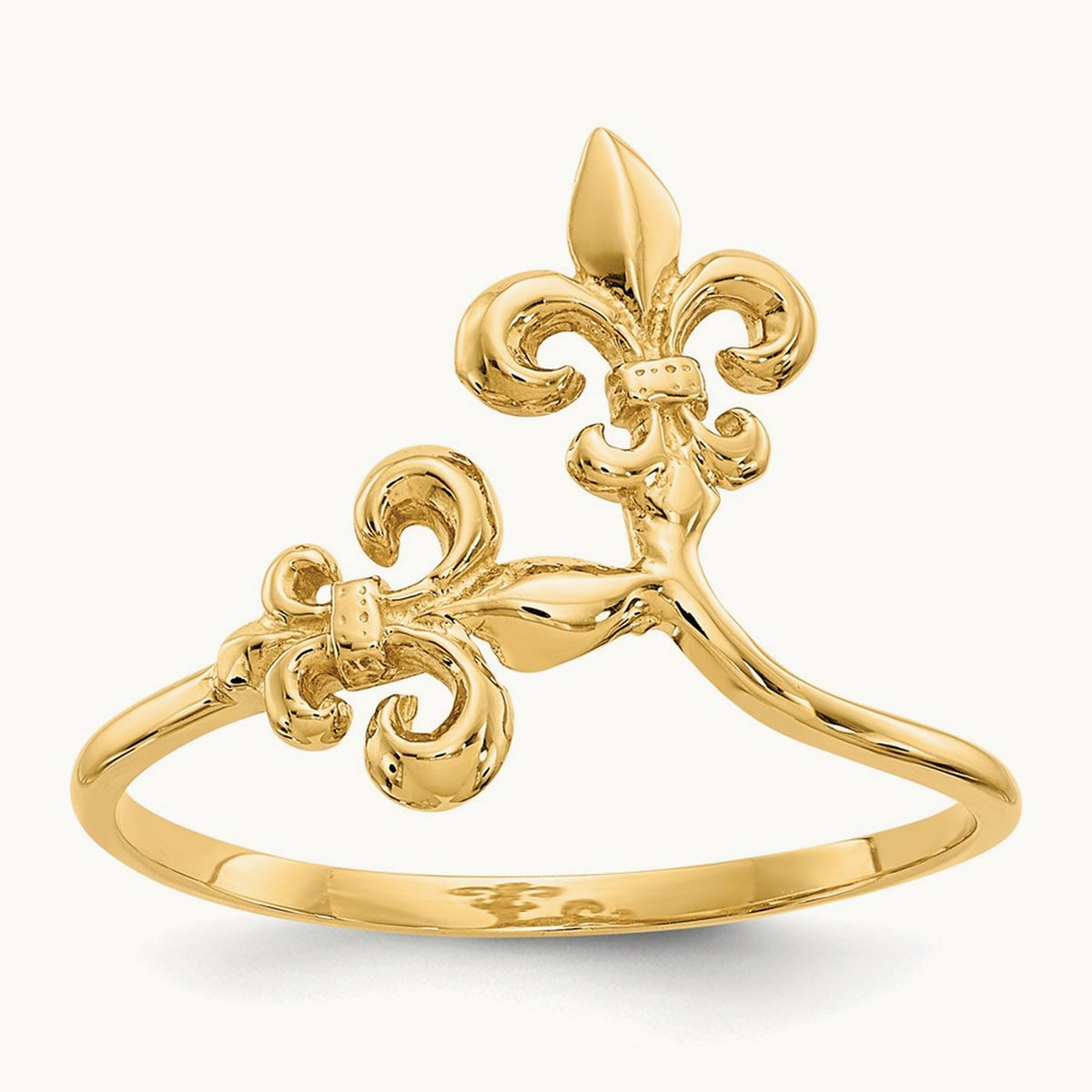 Polished Fleur De Lis Ring — 14K Yellow Gold, 6.5