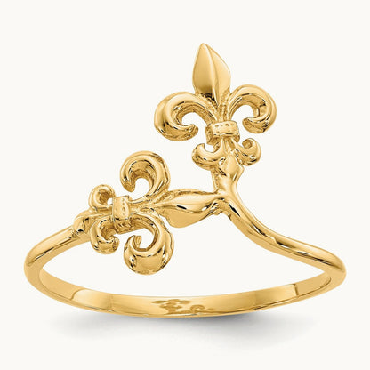 Polished Fleur De Lis Ring — 14K Yellow Gold, 6.5