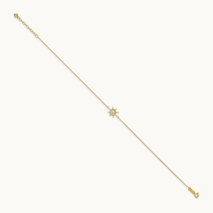 Polished Captains Wheel 9in Plus 1in. Ext. Anklet, 14K