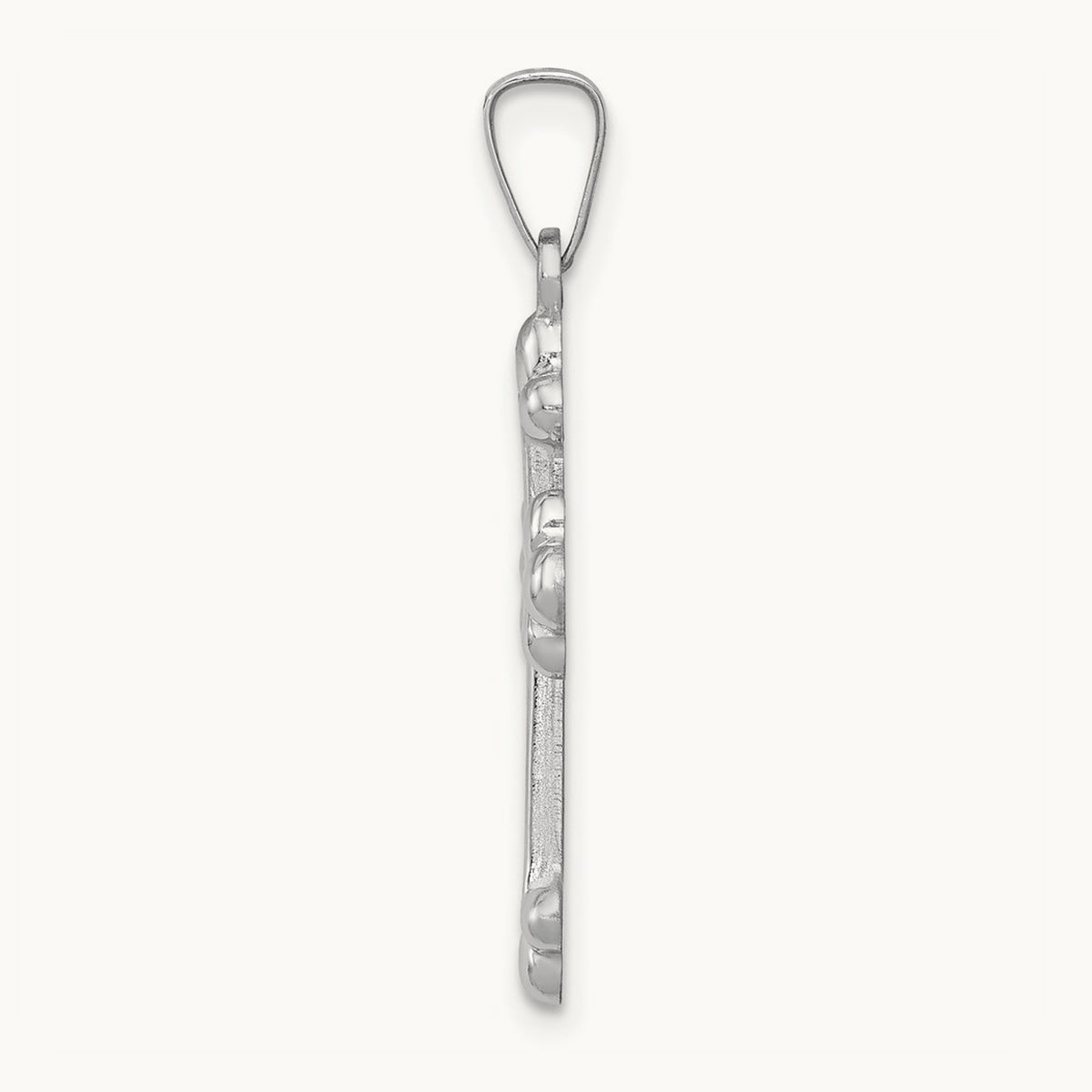 Polished Budded Cross Pendant — 14K White Gold