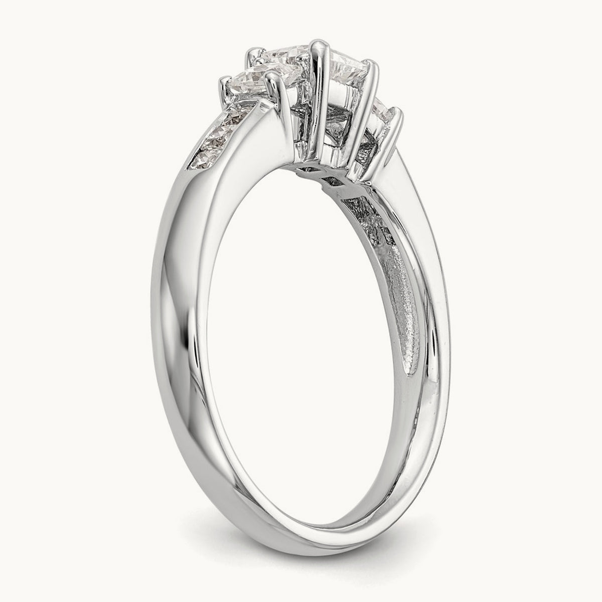 3-Stone Semi-Mount Engagement Ring, 0.10-0.25 ct tw — 1/7 ct, 14K White Gold
