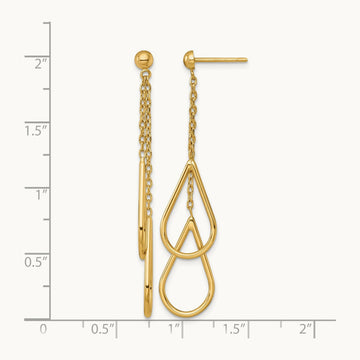 Polished Teardrops Dangle Earrings, 14K