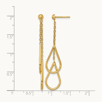 Polished Teardrops Dangle Earrings, 14K