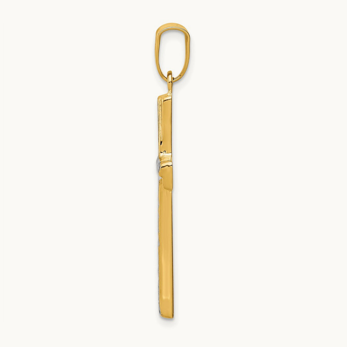 w/Rhodium Diamond-cut Cross Pendant, 14K