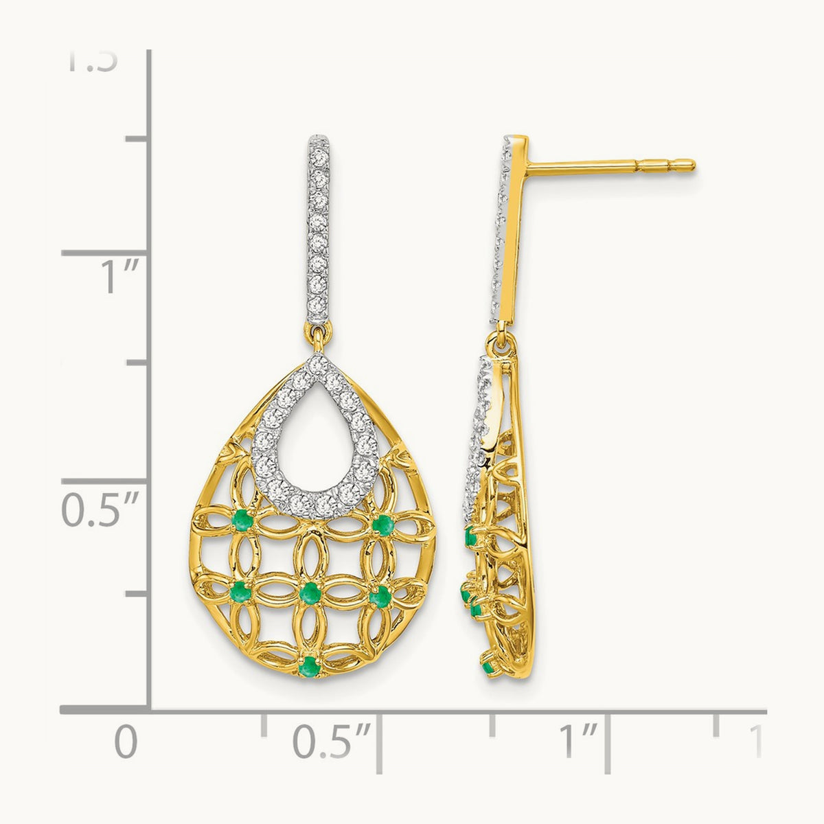 Emerald and Diamond Dangle Earrings — photo set