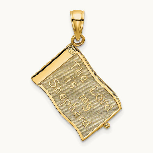 3-D Moveable Pages The Lord Is My Shepherd Psalm 23 Charm, 14K
