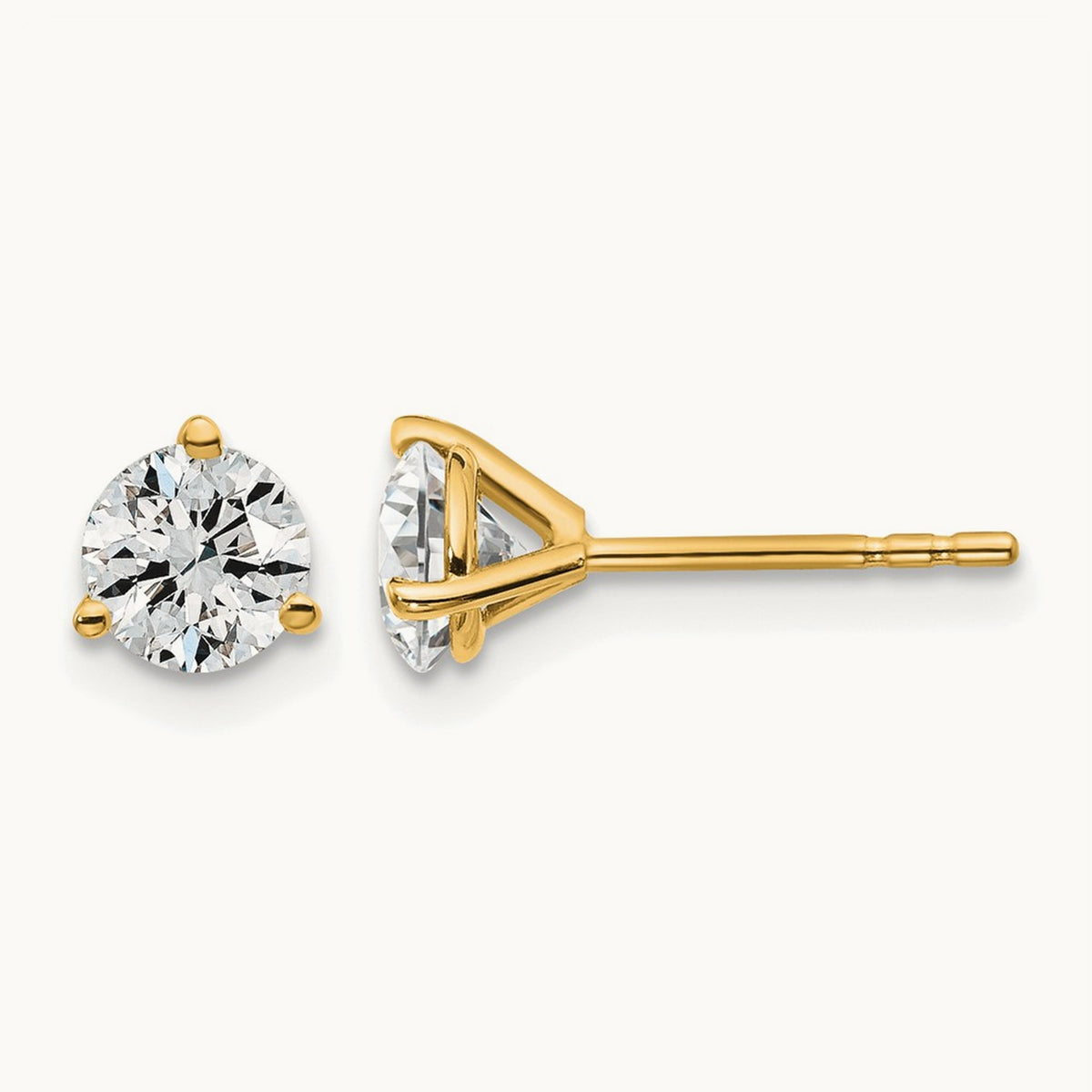 Round Stud Earrings, 0.10-6.00 ct tw Lab-Grown Diamond — 1 ct, 14K Yellow Gold