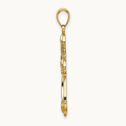 Cut-Out Shapes Fancy Cross Charm, 14K