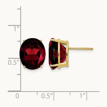 Oval Garnet Earrings, 14K