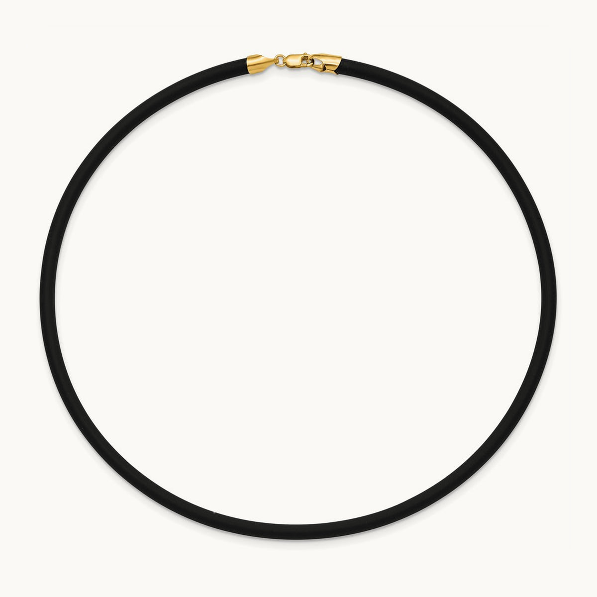 16in with Yellow Clasp Black Rubber Cord Necklace — 4mm