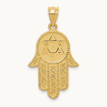 Hamsa w/Star of David Charm, 14K