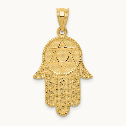 Hamsa w/Star of David Charm, 14K
