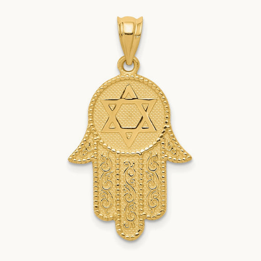 Hamsa w/Star of David Charm, 14K