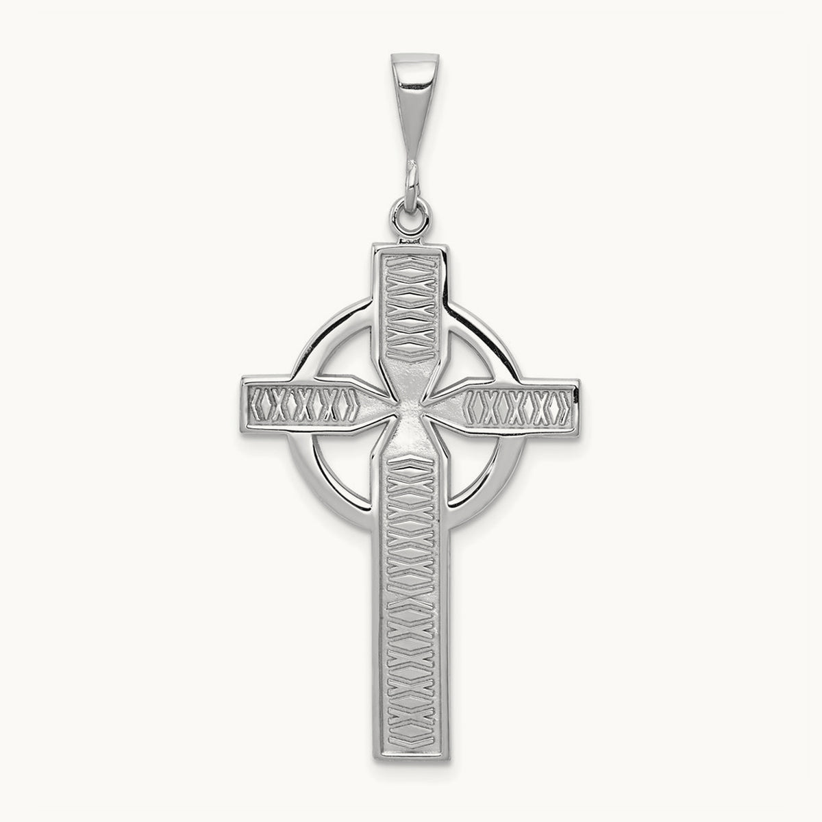 Celtic Cross Charm — 14K White Gold, 44mm