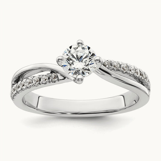Round Semi-Mount Bypass Engagement Ring, 0.15 ct tw