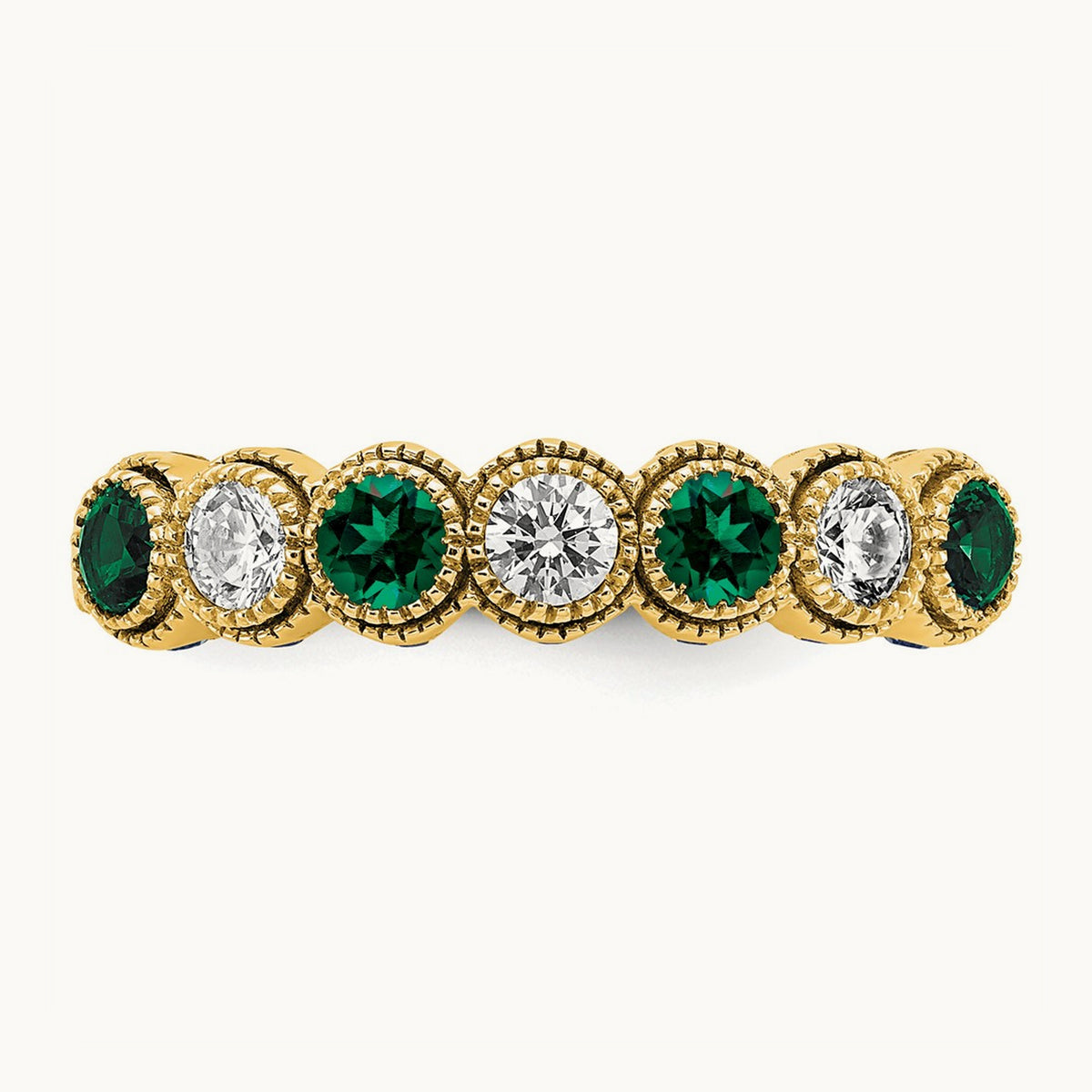 And Created Emerald Ring, 0.50 ct tw Lab-Grown Diamond