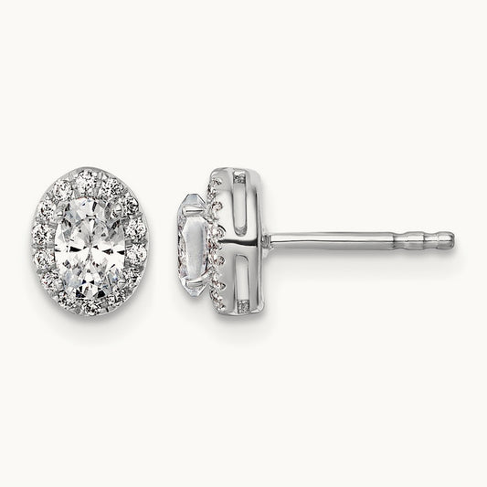 Semi-Mount Oval Halo Earrings, 0.10-0.50 ct tw Lab-Grown Diamond