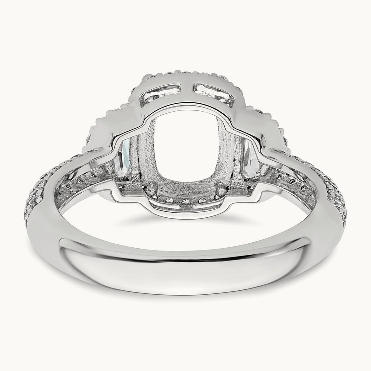 Oval Center Semi-Mount Halo Engagement Ring, 0.75 ct tw Lab-Grown Diamond — 14K White Gold