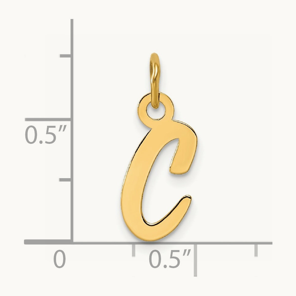 Slanted Block Initial Charm — 14K Yellow Gold, C