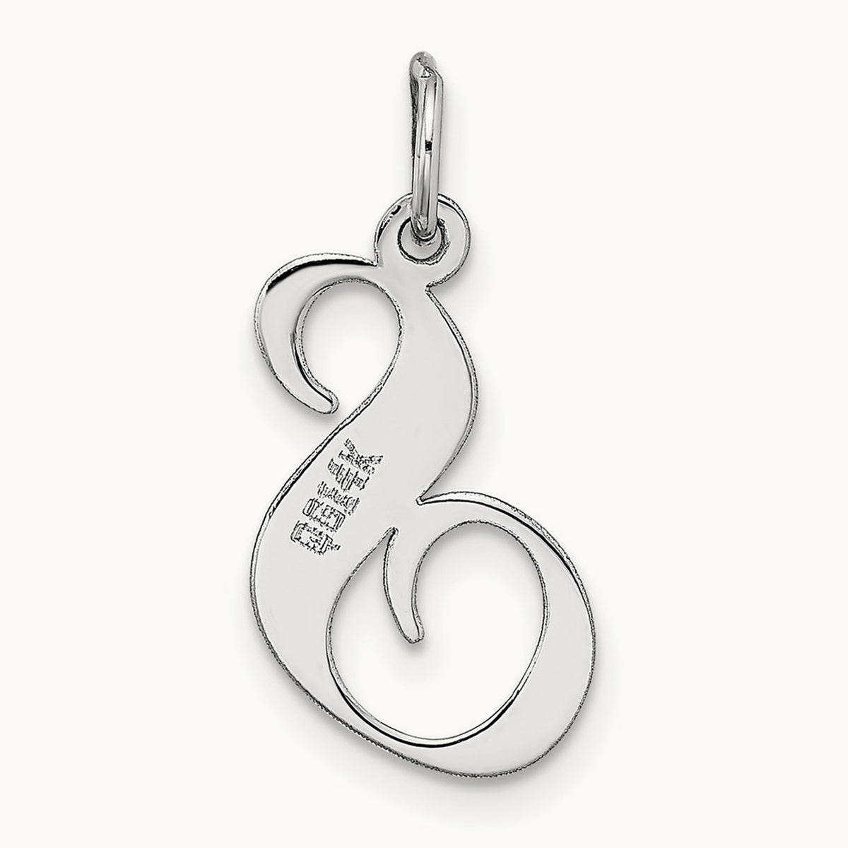 Medium Fancy Script Initial Charm — 14K White Gold, S