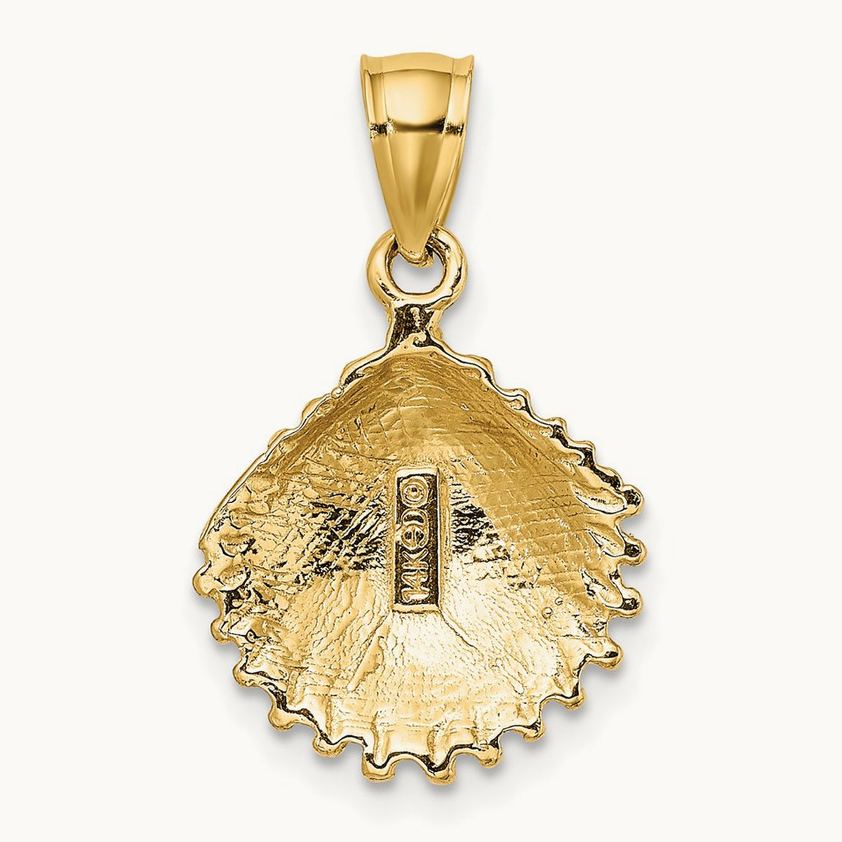 Textured Scallop Shell Charm — 14K Yellow Gold