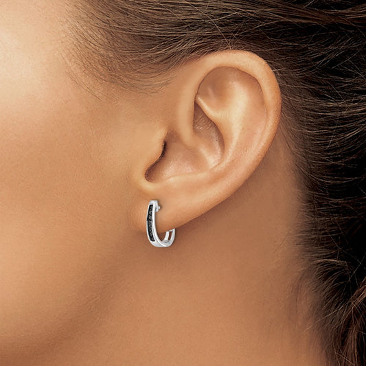 Black Diamond Hinged Hoop Earrings — photo set