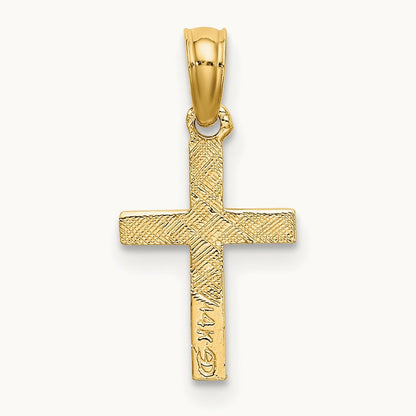Polished Mini Cross w/ Heart Charm, 14K