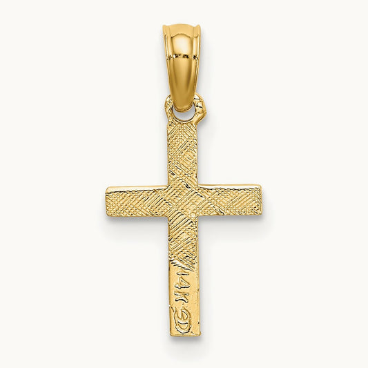 Polished Mini Cross w/ Heart Charm, 14K