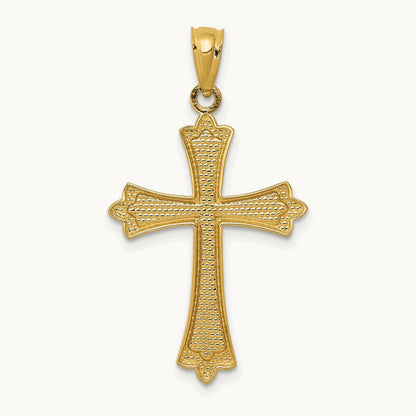 Fleur de Lis Cross Pendant, 14K