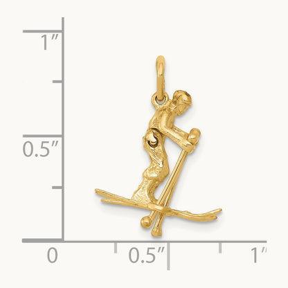 3D Moveable Snow Skier Charm, 14K