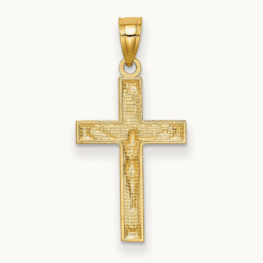 Diamond-cut Crucifix Pendant, 14K