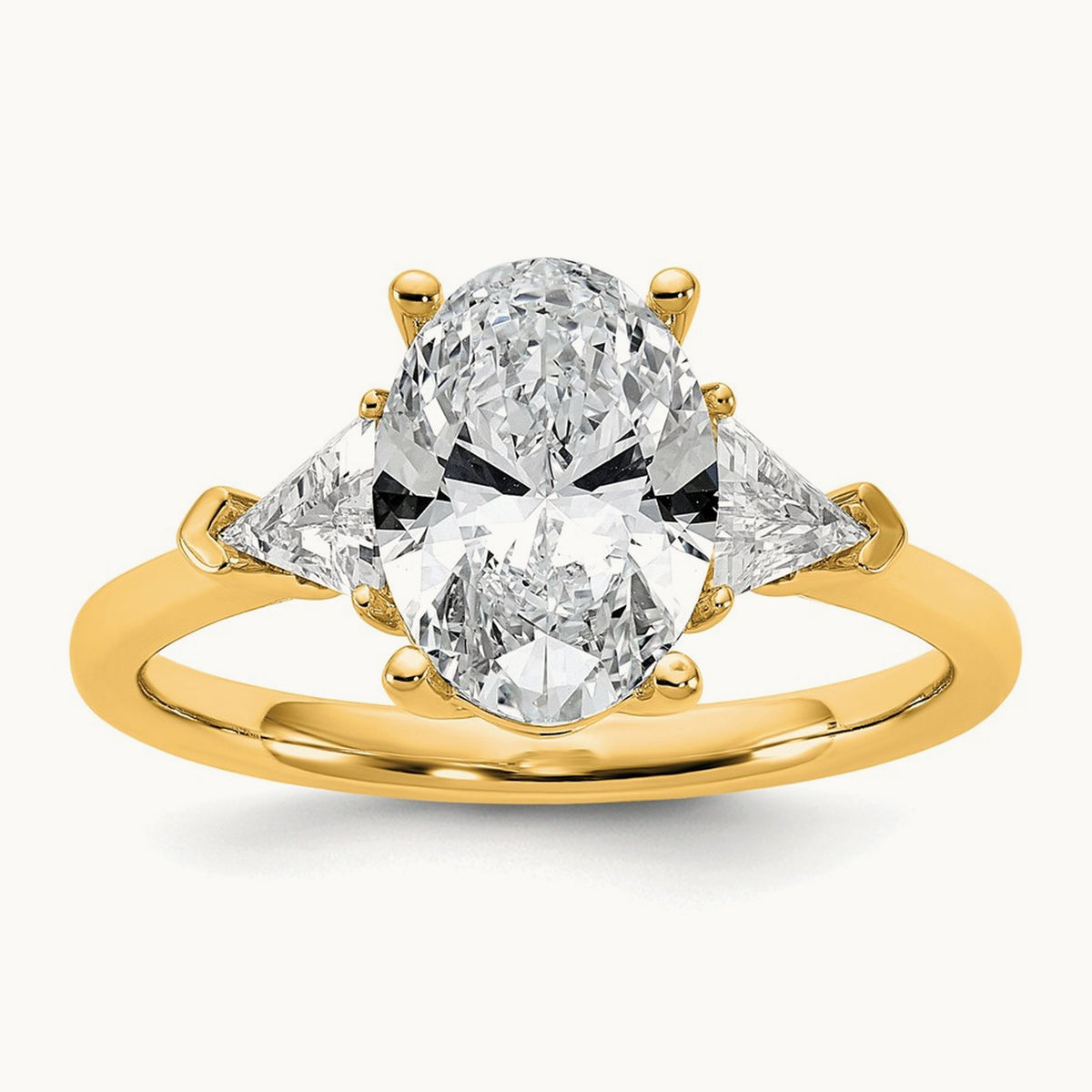 Oval & Trillion 3 Stone Engagement Ring, 1.50-4.00 ct tw Lab-Grown Diamond — 2 1/2 ct, 14K Yellow Gold