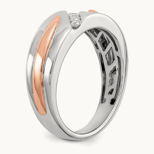 Diamond Band, 14K White with Rose Gold
