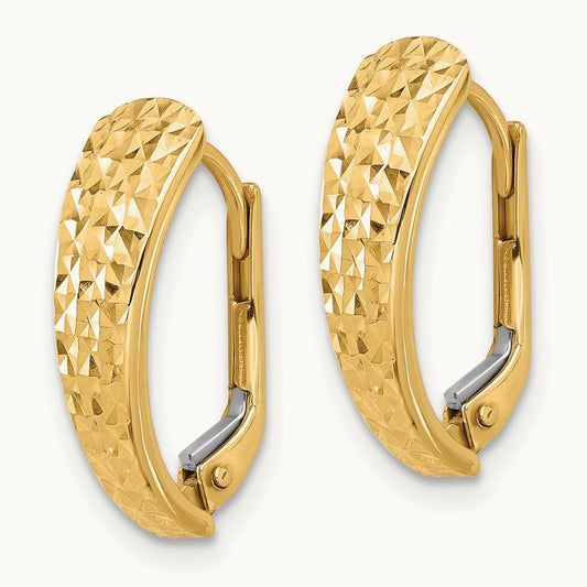 Polished and Diamond-cut Leverback Earrings, 14K