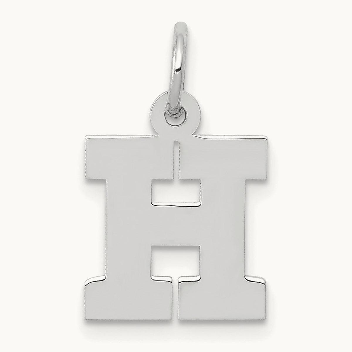 Small Block Initial Charm — 14K White Gold, H