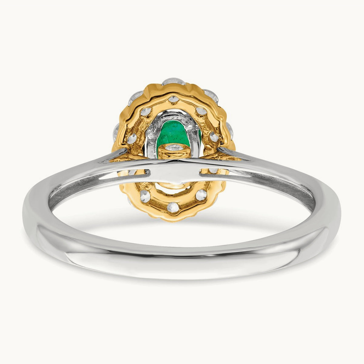 Created Emerald Halo Ring, 0.50 ct tw Lab-Grown Diamond — 14K Two-Tone