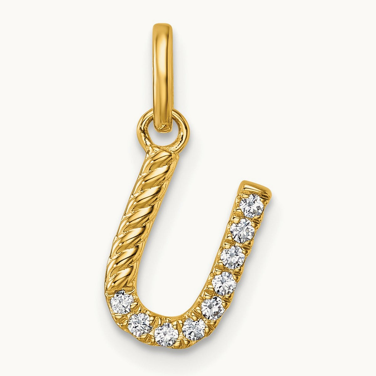 Twisted Diamond Charm — 14K Yellow Gold, U