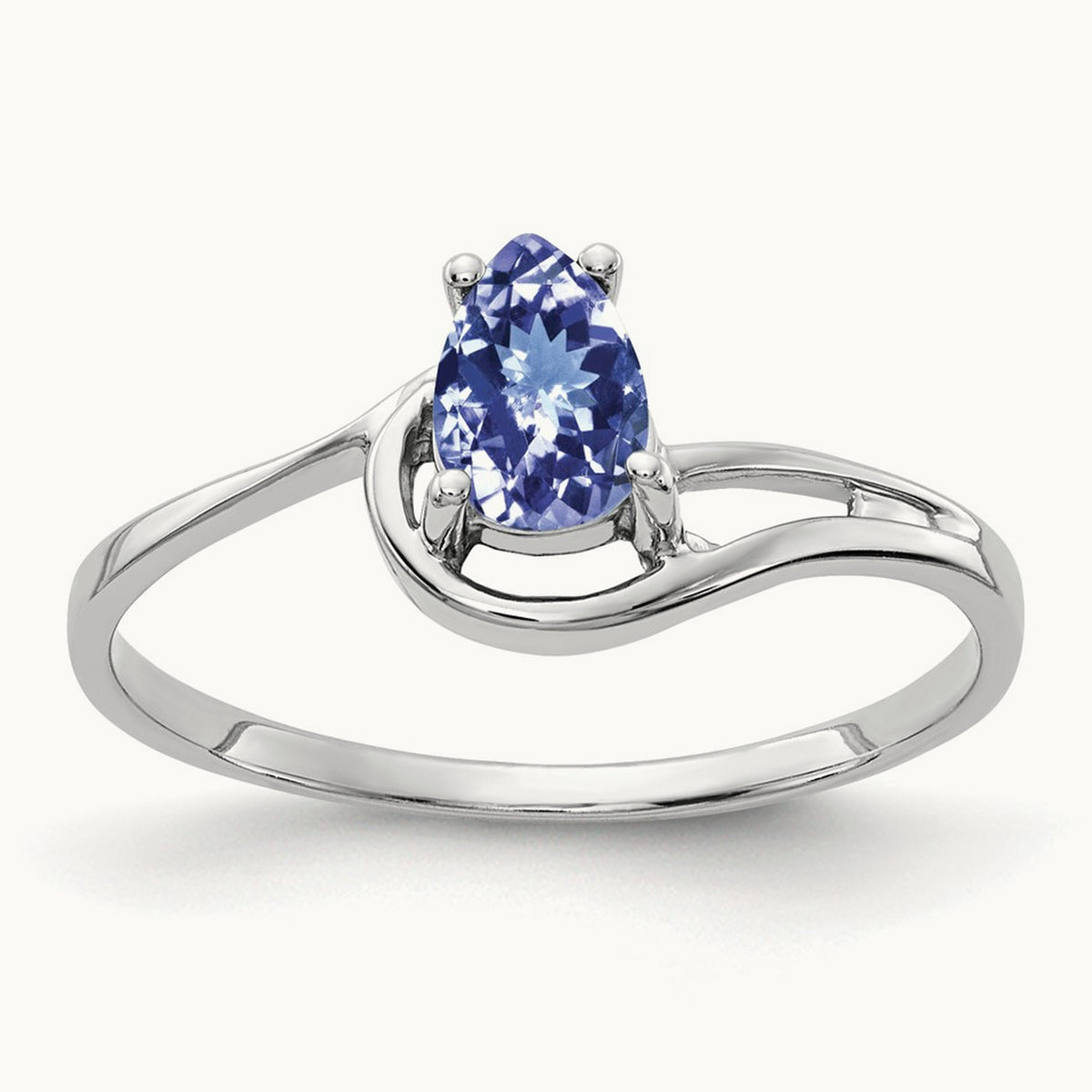 6x4mm Pear Tanzanite ring, 14K White Gold