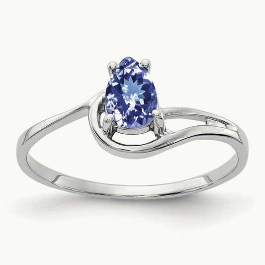 6x4mm Pear Tanzanite ring, 14K White Gold