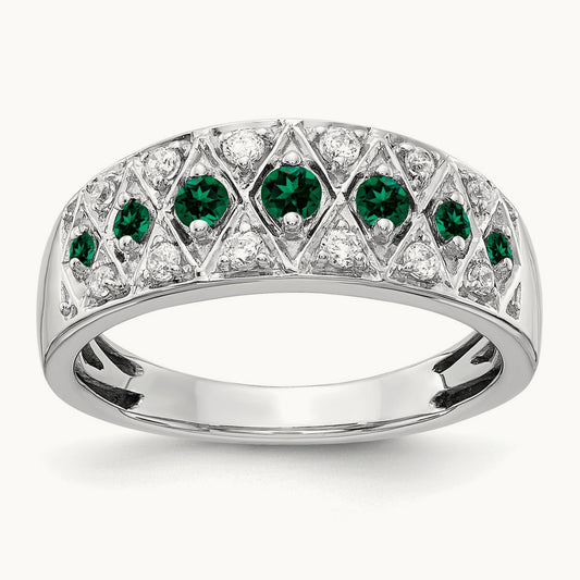 Created Emerald Fancy Ring, 0.20 ct tw Lab-Grown Diamond