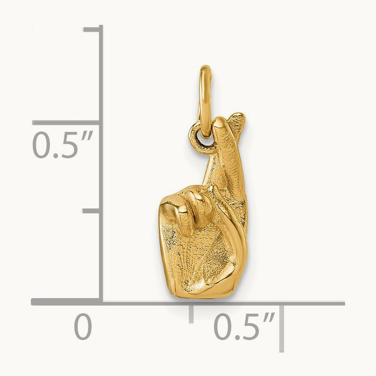 American Sign Language Alphabet Fingerspelling Sign R Pendant, 14K