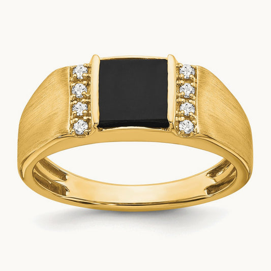 And Onyx Men's Ring, 0.10 ct tw Lab-Grown Diamond